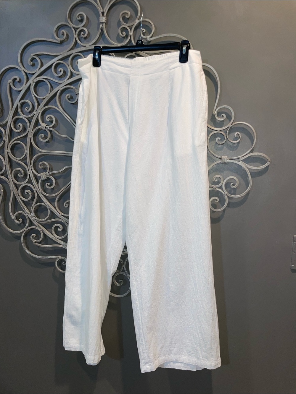 White Wide-Leg Casual Pants